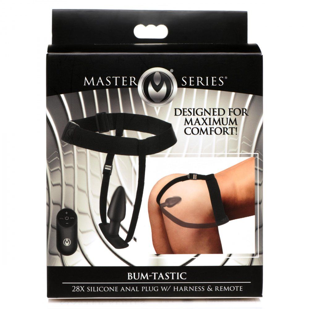 harnais plug anal DOMINIX Deluxe Leather Anal Plug Harness with Cock Ring