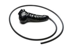 Guzzler Realistic Latex Penis Sleeve with Hose - Black