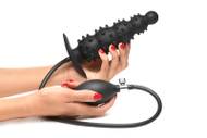 Master Series - Ribbed Inflatable Anal Plug - Black - EasyToys