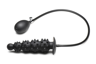 wooden anal plug Master Series - Gerippter aufblasbarer Analdildo - Schwarz