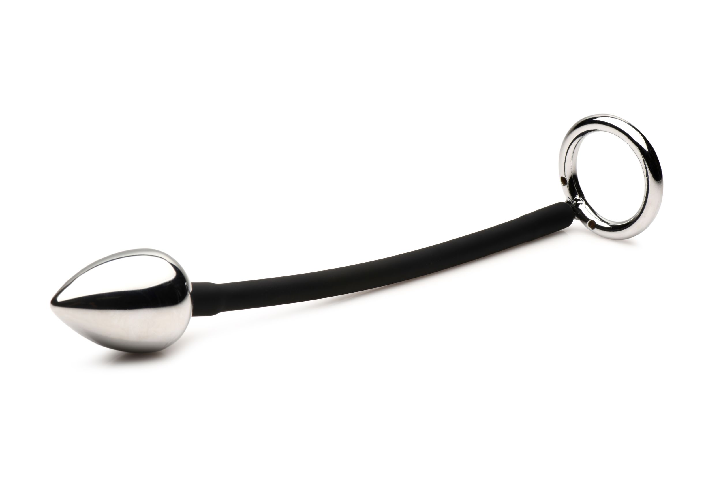 Master Series - Tug + Plug Cock & Ball Ring met Anaalplug - Zwart&Zilver foto 2