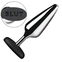 XR Brands - Butt Slut Metal & Silicone Butt Plug - Silver