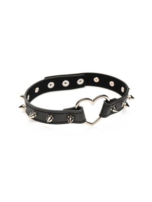 XR Brands - Spiked Heart Choker - Zwart