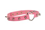 XR Brands - Spiked Heart Choker - Roze