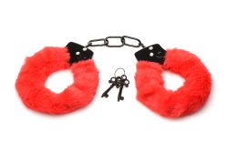 XR Brands - Cuffed in Fur Handcuffs - Red