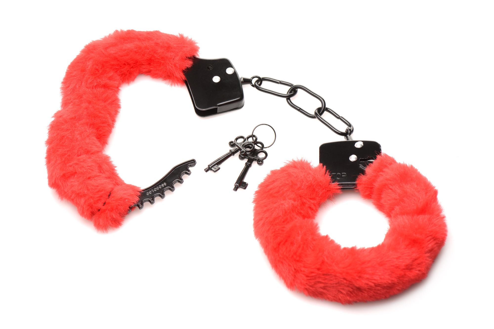 XR Brands - Cuffed In Fur Handboeien - Rood - Afbeelding 2