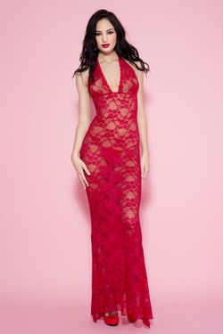 Long Lace Halterjurk - Rosso