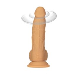 Naked Addiction - Roterende & Vibrerende Dong met Afstandsb. Caramel 20 cm