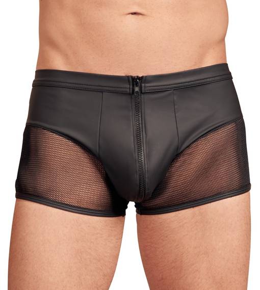 Herren Boxershort mit Reißverschluss in Lederoptik - Schwarz Herren Boxershort mit Reißverschluss in Lederoptik - Schwarz