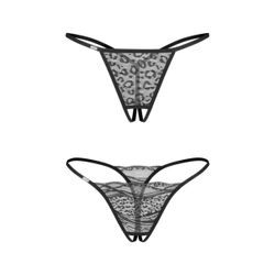 Obsessive – Bianca 2-Pack Crotchless Thong – Black