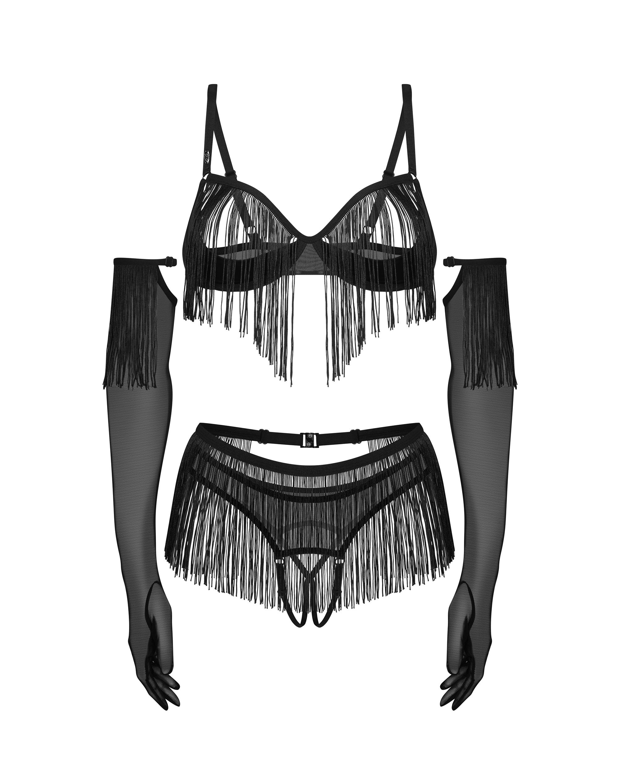 Obsessive - Rossay 4-delige Open Set - Zwart - Afbeelding 8