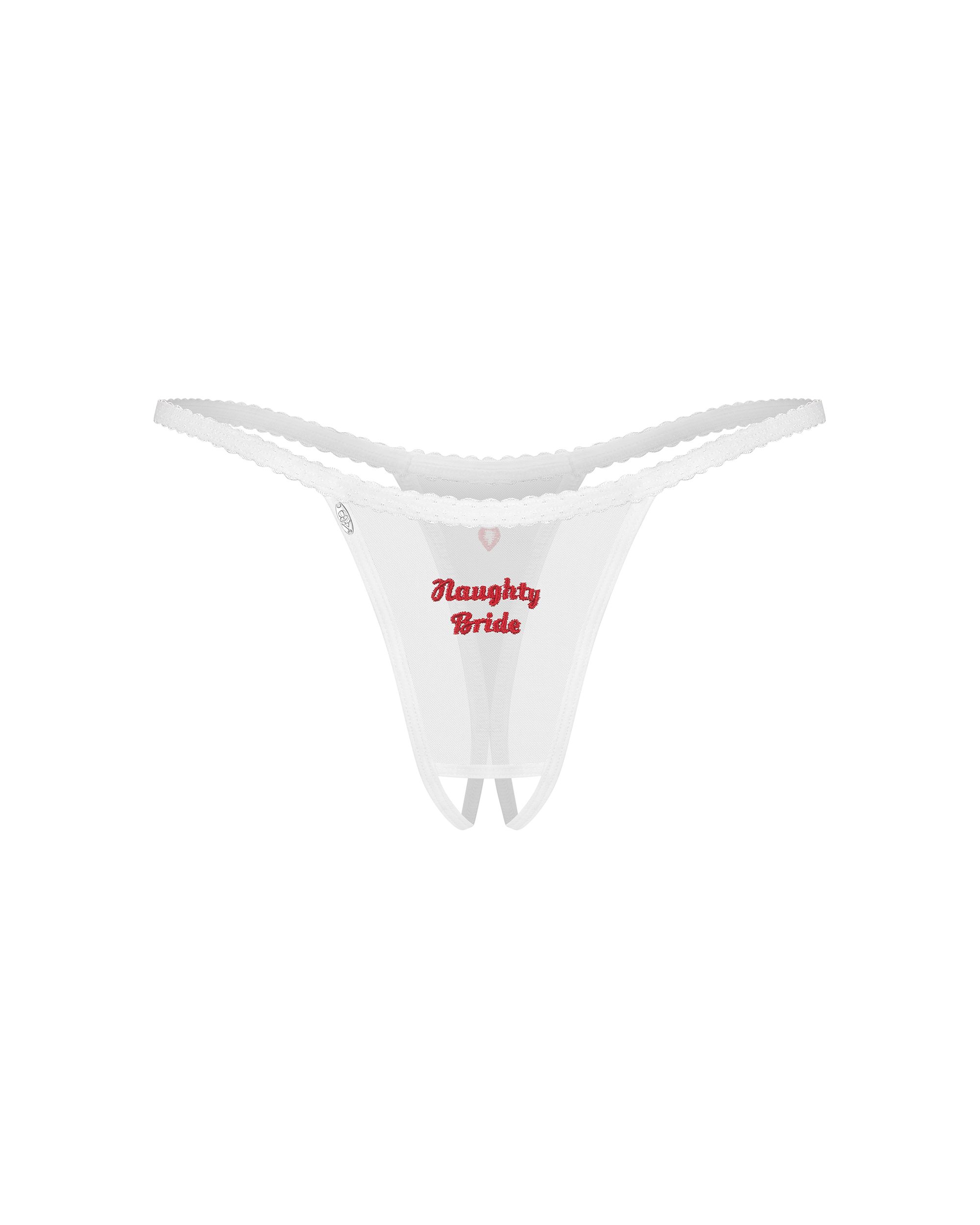 Obsessive - Weddya Bride Open Kruis String - Wit - Afbeelding 3