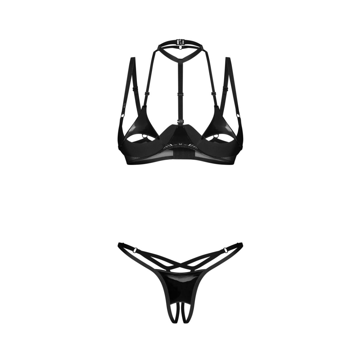 Obsessive - Rolleya 2-pcs crotchless set - Zwart foto 9