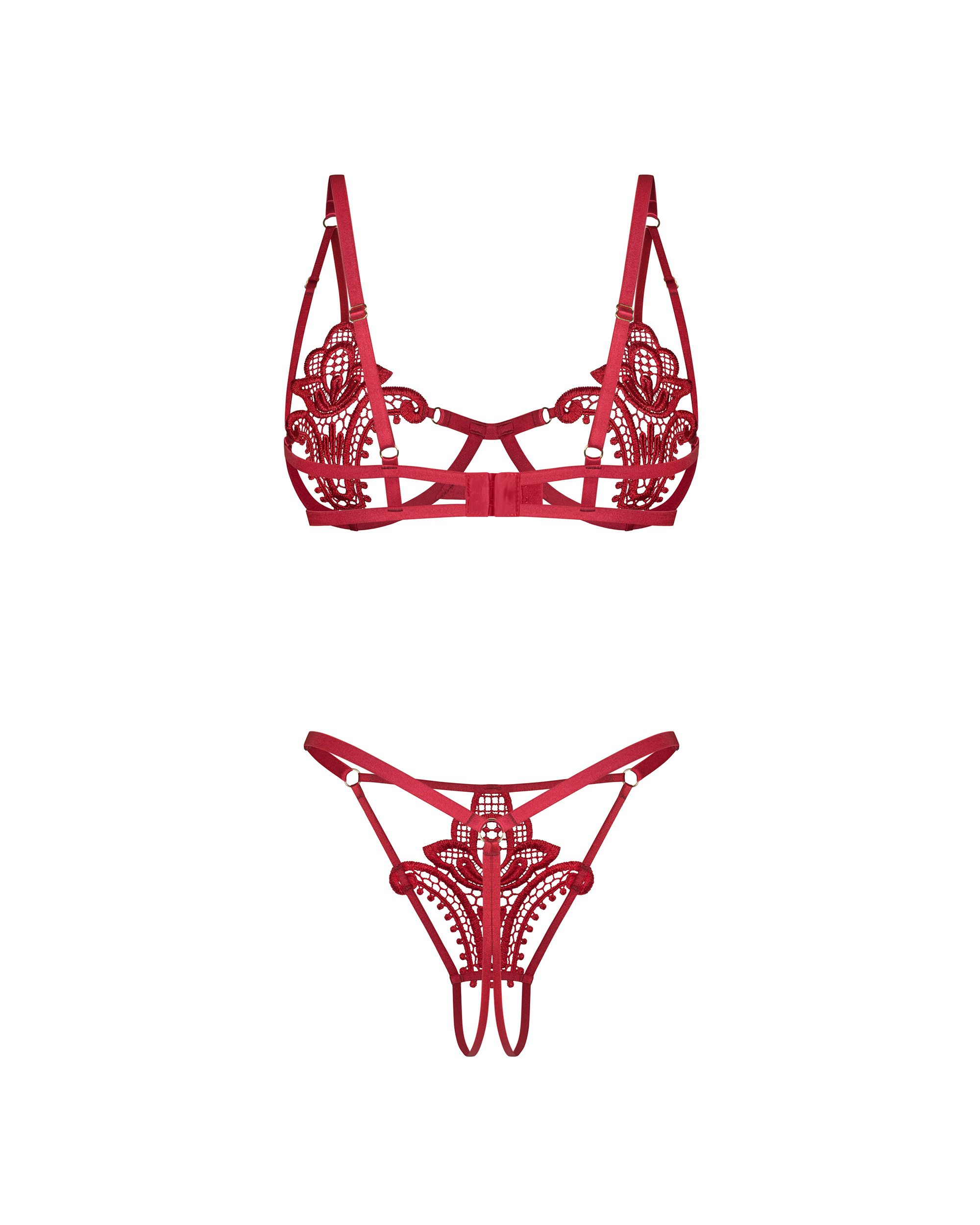 Obsessive - Luise Sublim 2-delige Open Set - Rood - Afbeelding 10