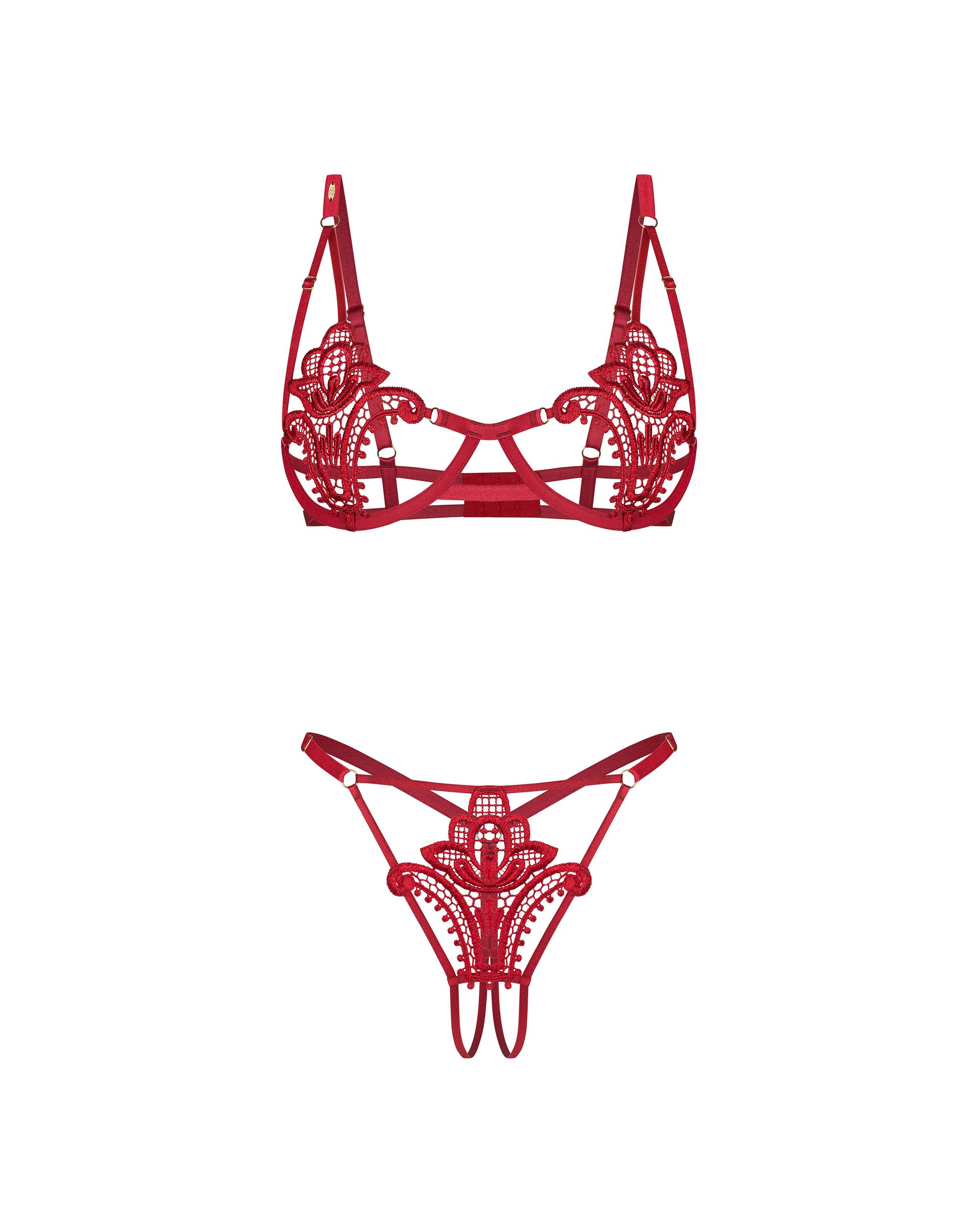 Obsessive - Luise Sublim 2-delige Open Set - Rood - Afbeelding 11