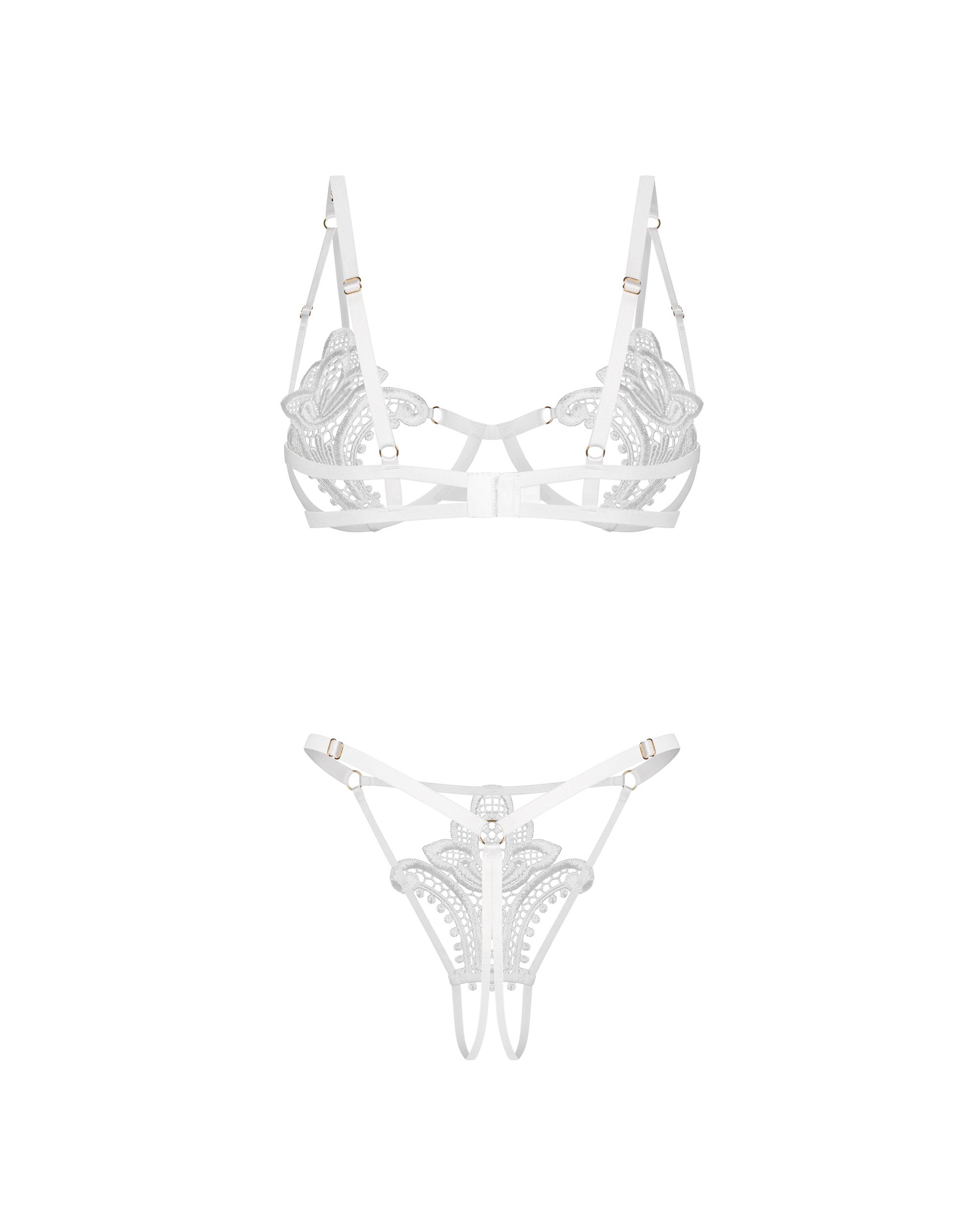 Obsessive - Luise Sublim 2-delige Open Set - Wit - Afbeelding 8