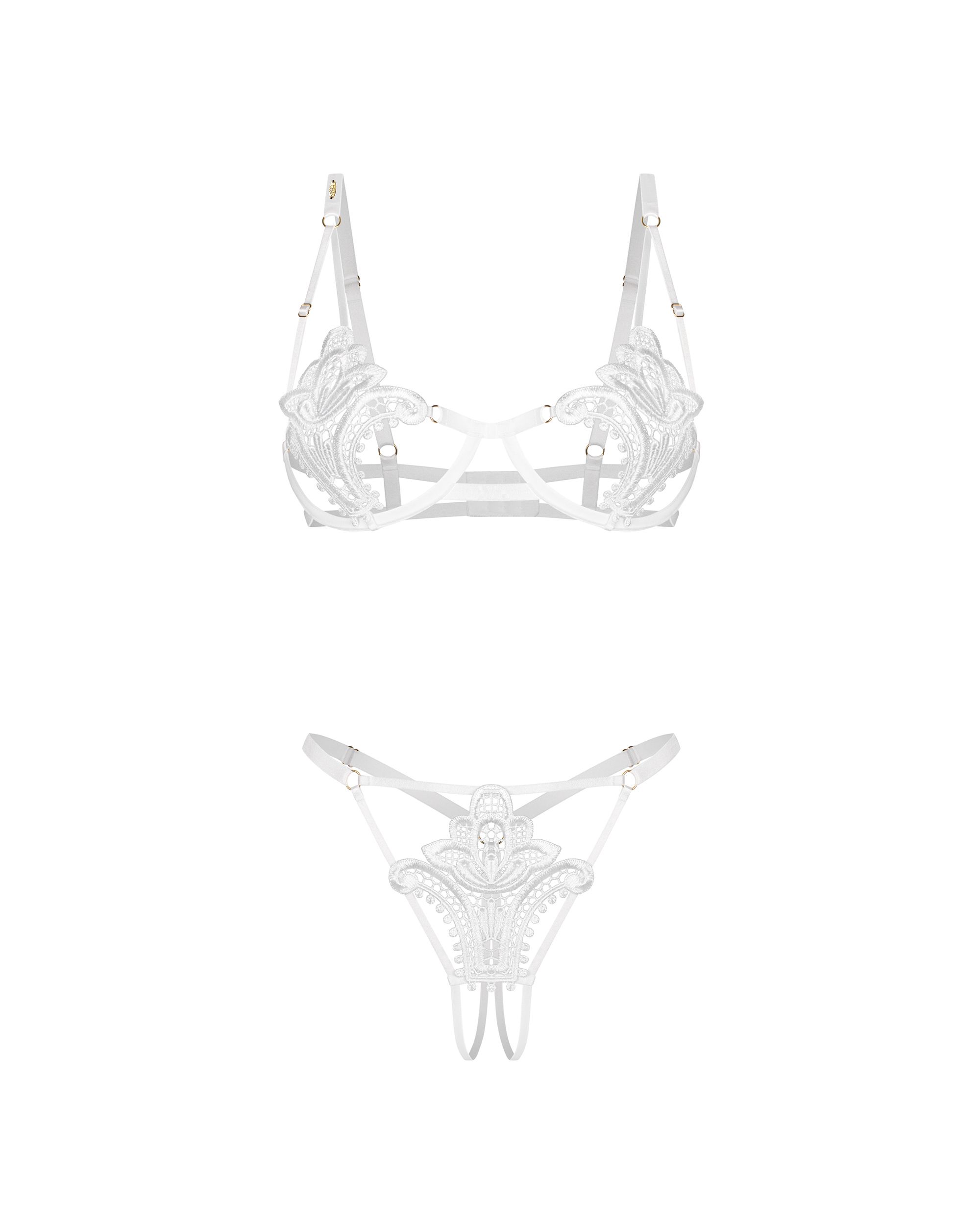 Obsessive - Luise Sublim 2-delige Open Set - Wit - Afbeelding 9
