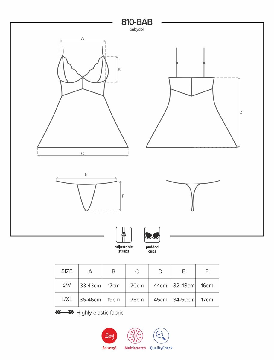 Obsessive - Babydoll Setje Met Kant - Wit