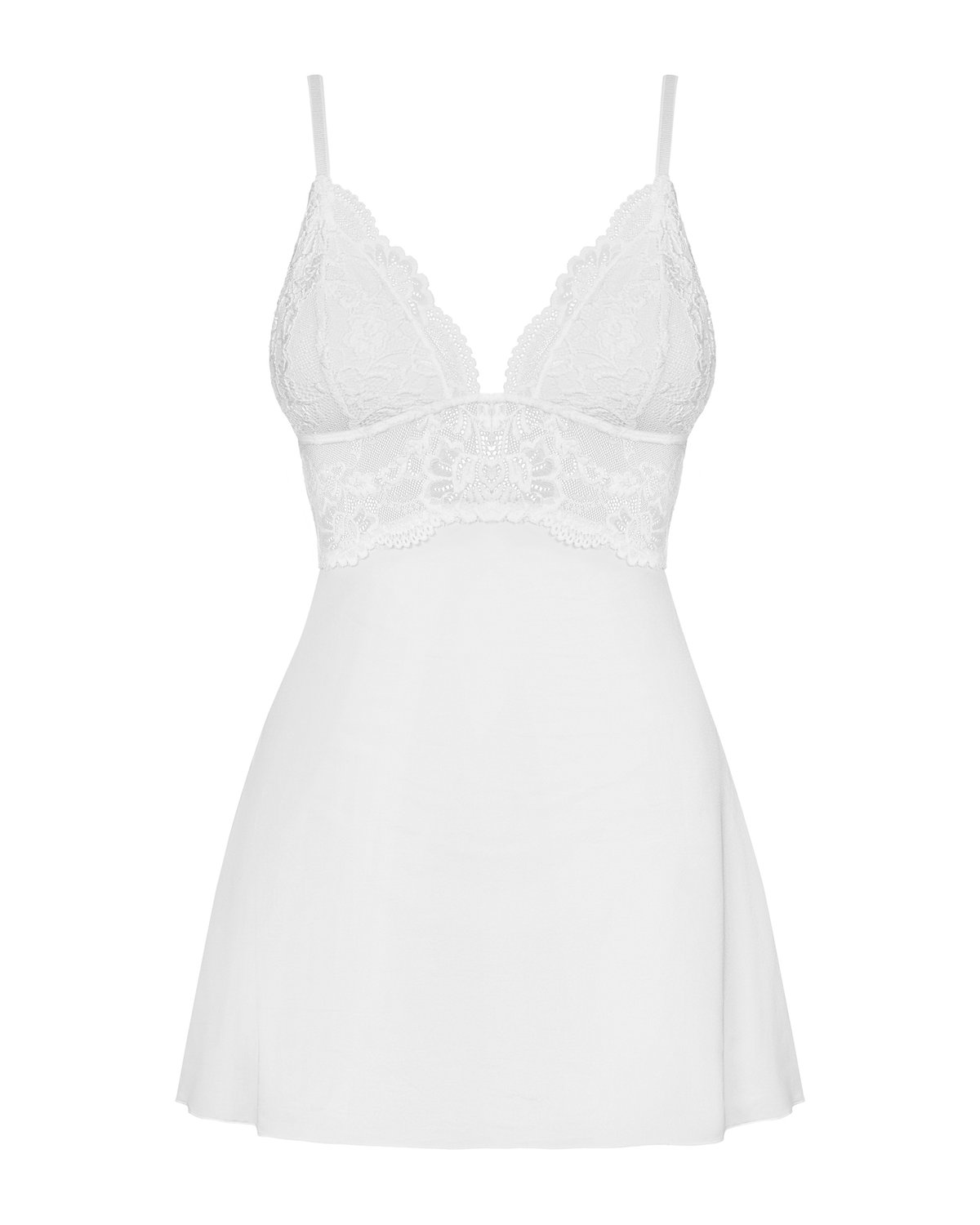 Obsessive - Babydoll Setje Met Kant - Wit