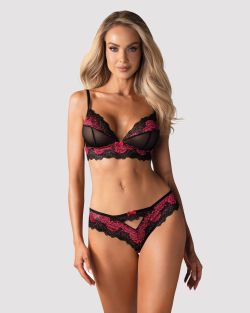 Conjunto de sujetador de 2 piezas Tulia - Negro/rosa