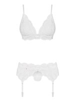 Obsessive - 3-Delige Kanten Jarretel Set - Wit