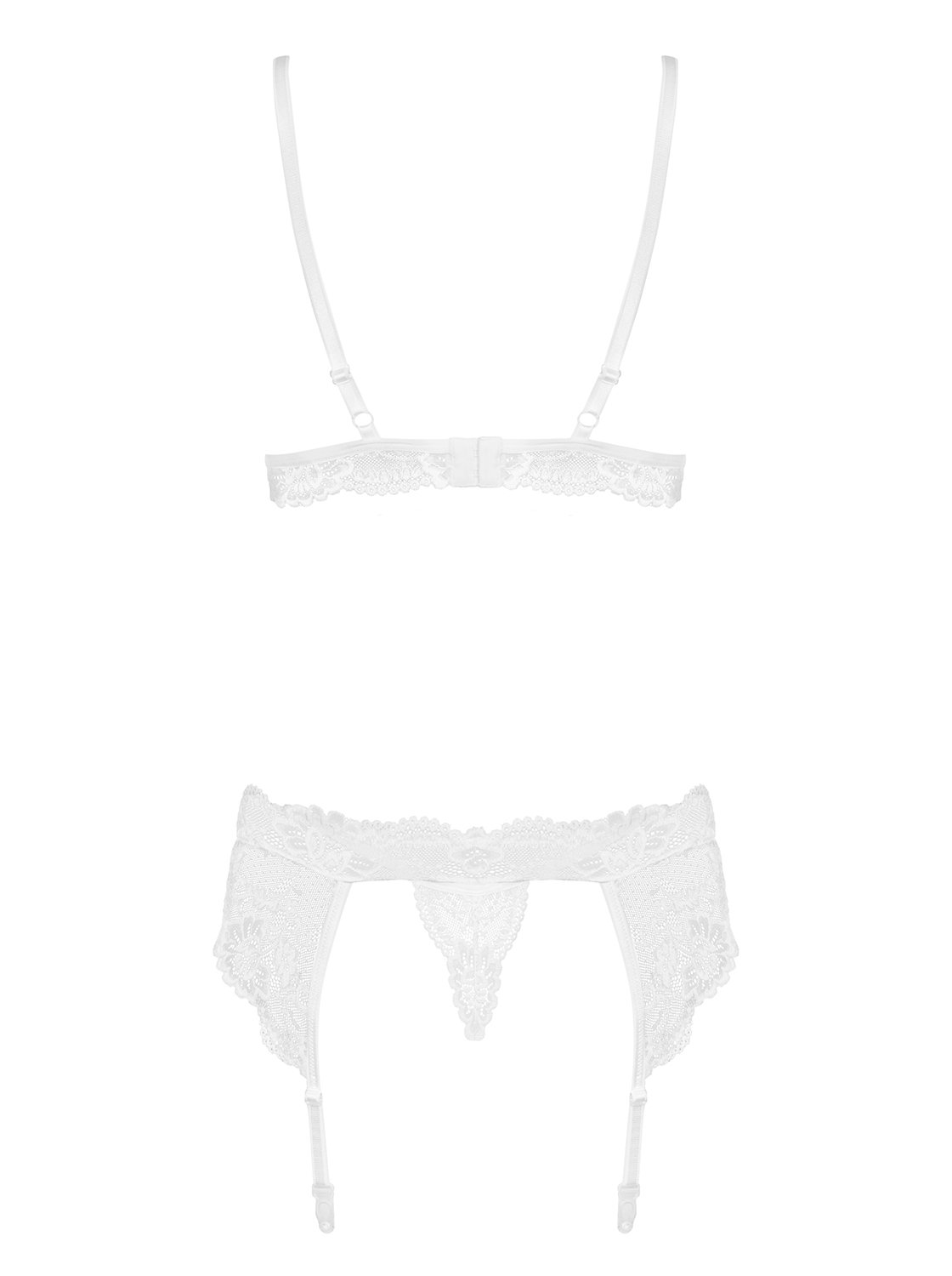 Obsessive - 3-Delige Kanten Jarretel Set - Wit