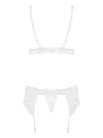 Obsessive - 3-Delige Kanten Jarretel Set - Wit
