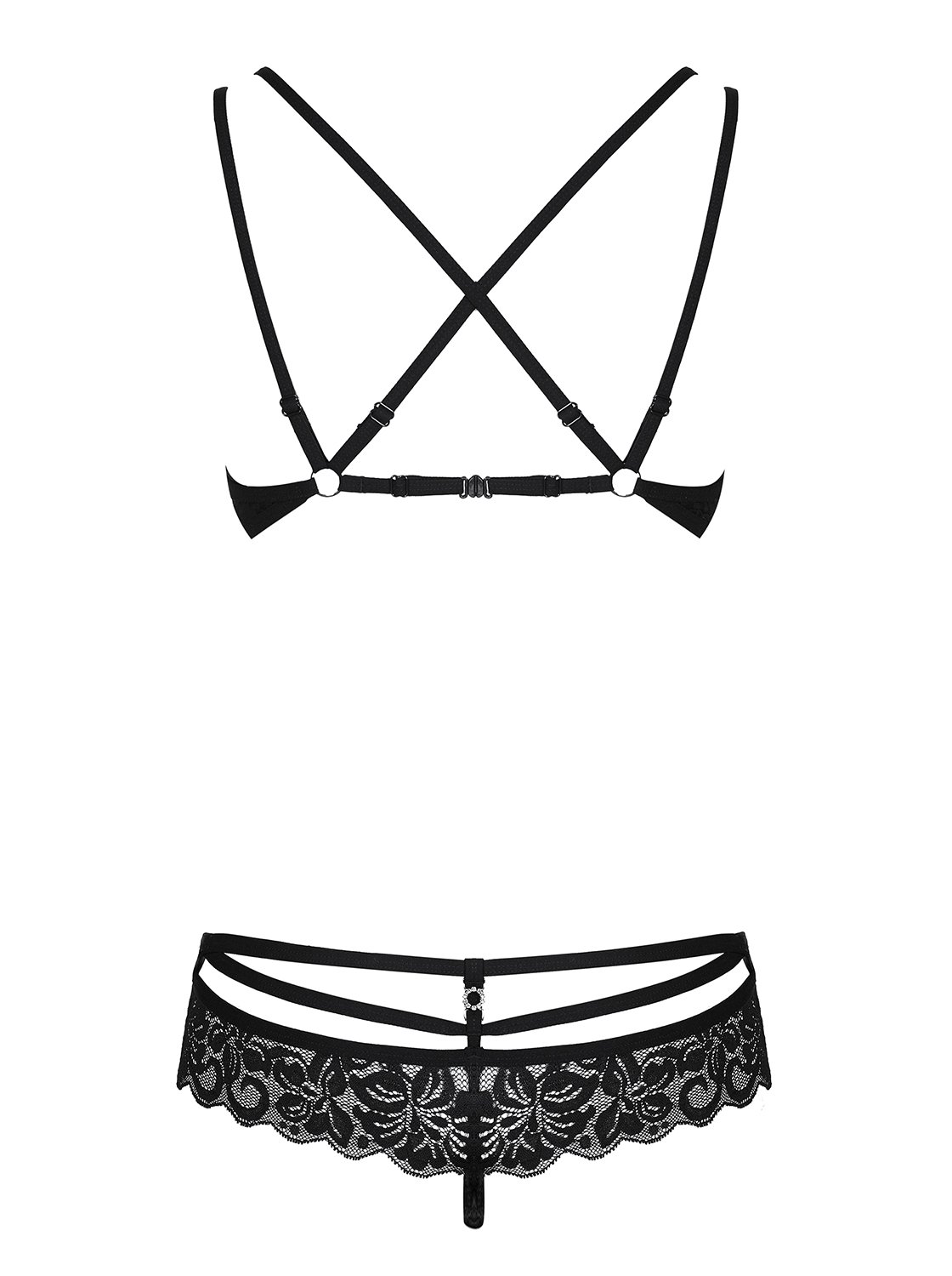 Obsessive - 2-Delige Kanten BH Set - Zwart