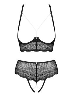 Pearlove 2-Piece Open Cup Bra Set And Pearls