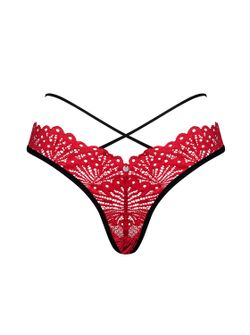Mettia Sexy Lace Thong - Black/Red