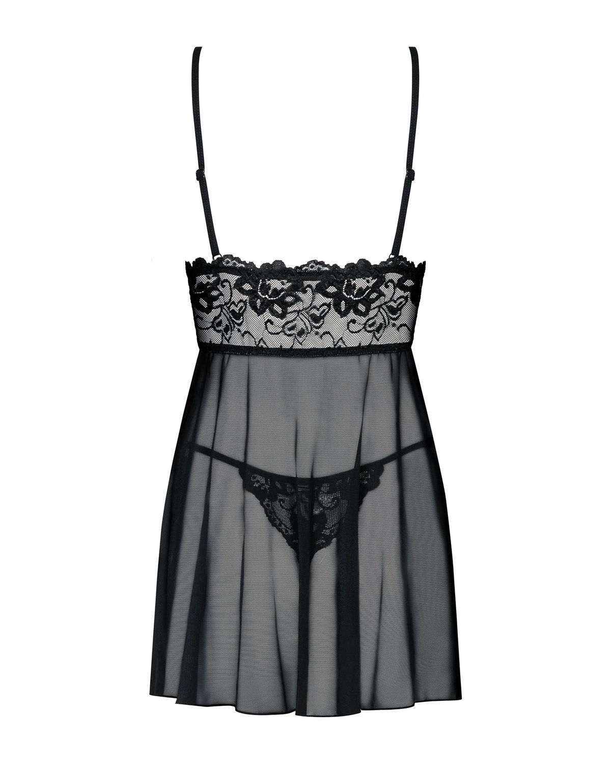 Obsessive - Idillia Babydoll en String - Zwart