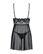 Obsessive - Idillia Babydoll en String - Zwart