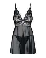 Obsessive - Idillia Babydoll en String - Zwart
