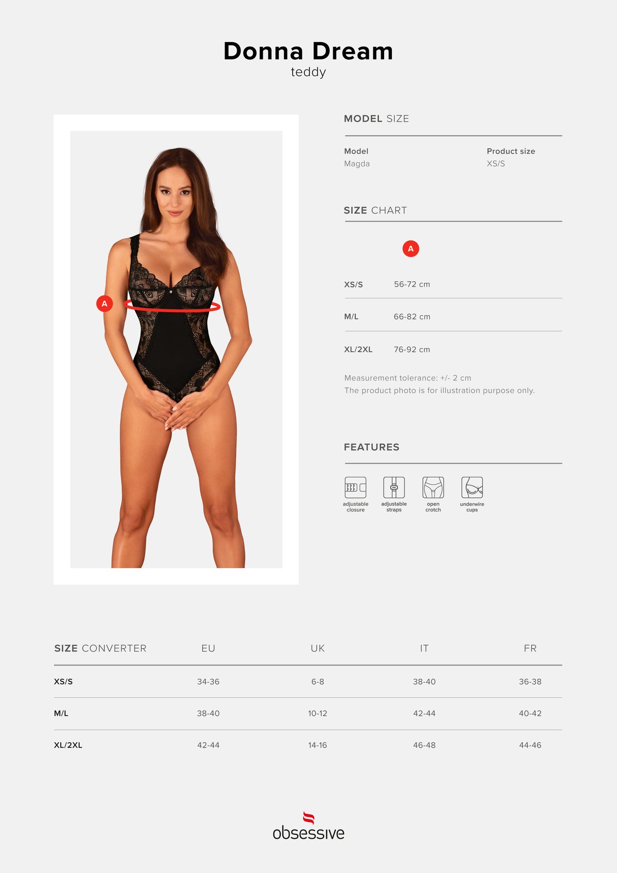 Obsessive - Donna Dream Body Met Open Kruisje - Zwart