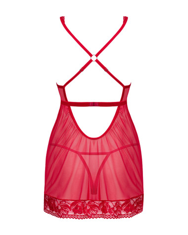 Babydoll Lingerie Espiral Avec String Assorti - Rouge Et Noir, Taille S, Nylon/spandex, Neuf