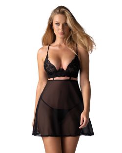 Obsessive - Nutris Babydoll et String - Noir