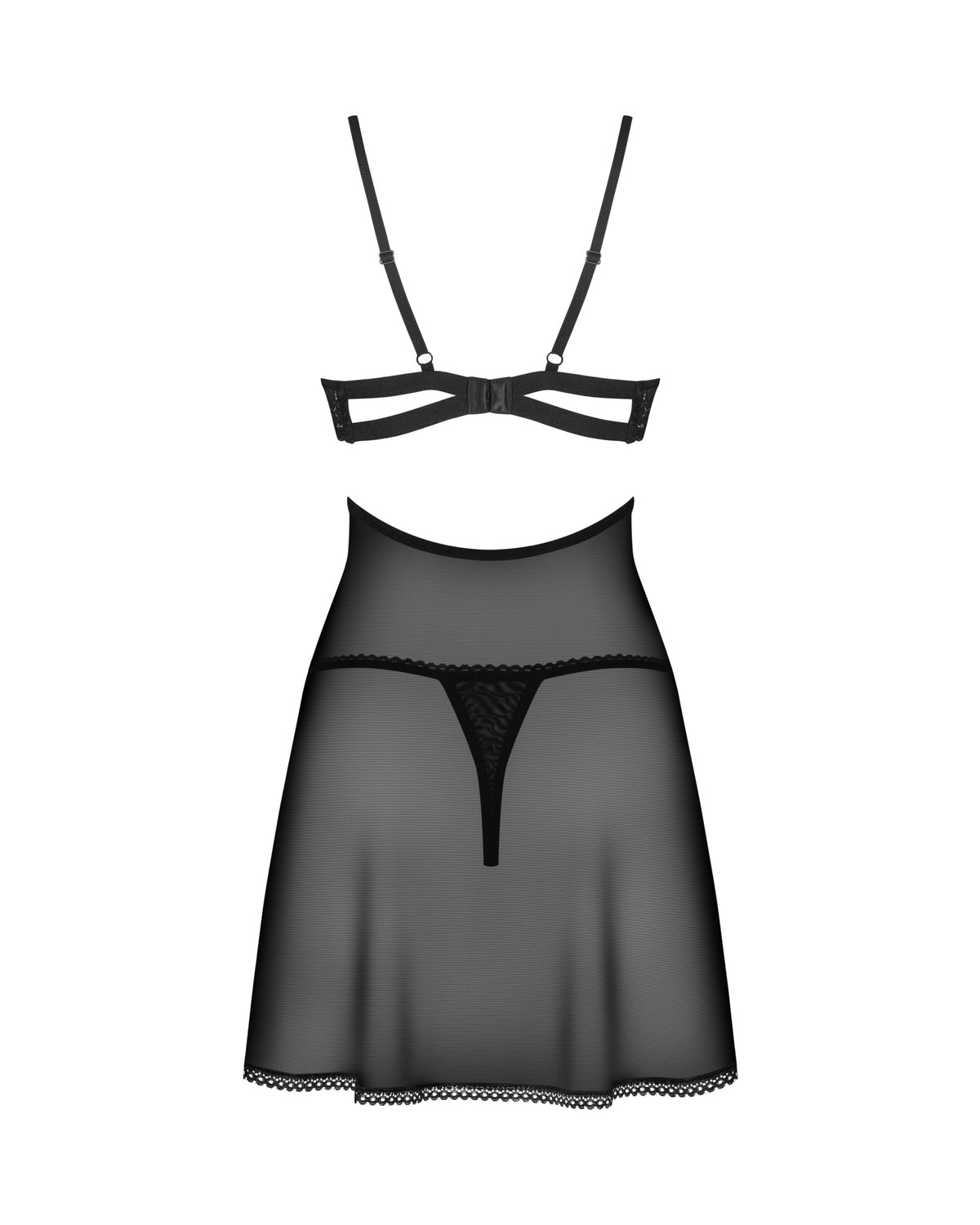Obsessive - Nutris Babydoll & String - Zwart
