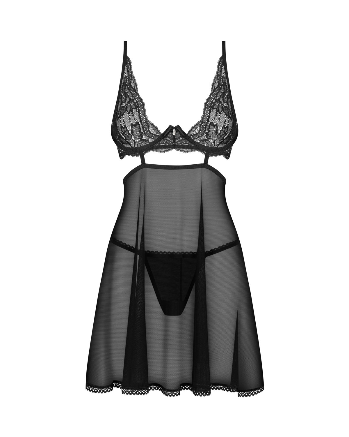 Obsessive - Nutris Babydoll & String - Zwart