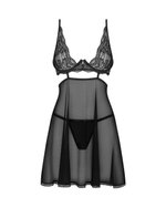 Obsessive - Nutris Babydoll & String - Zwart