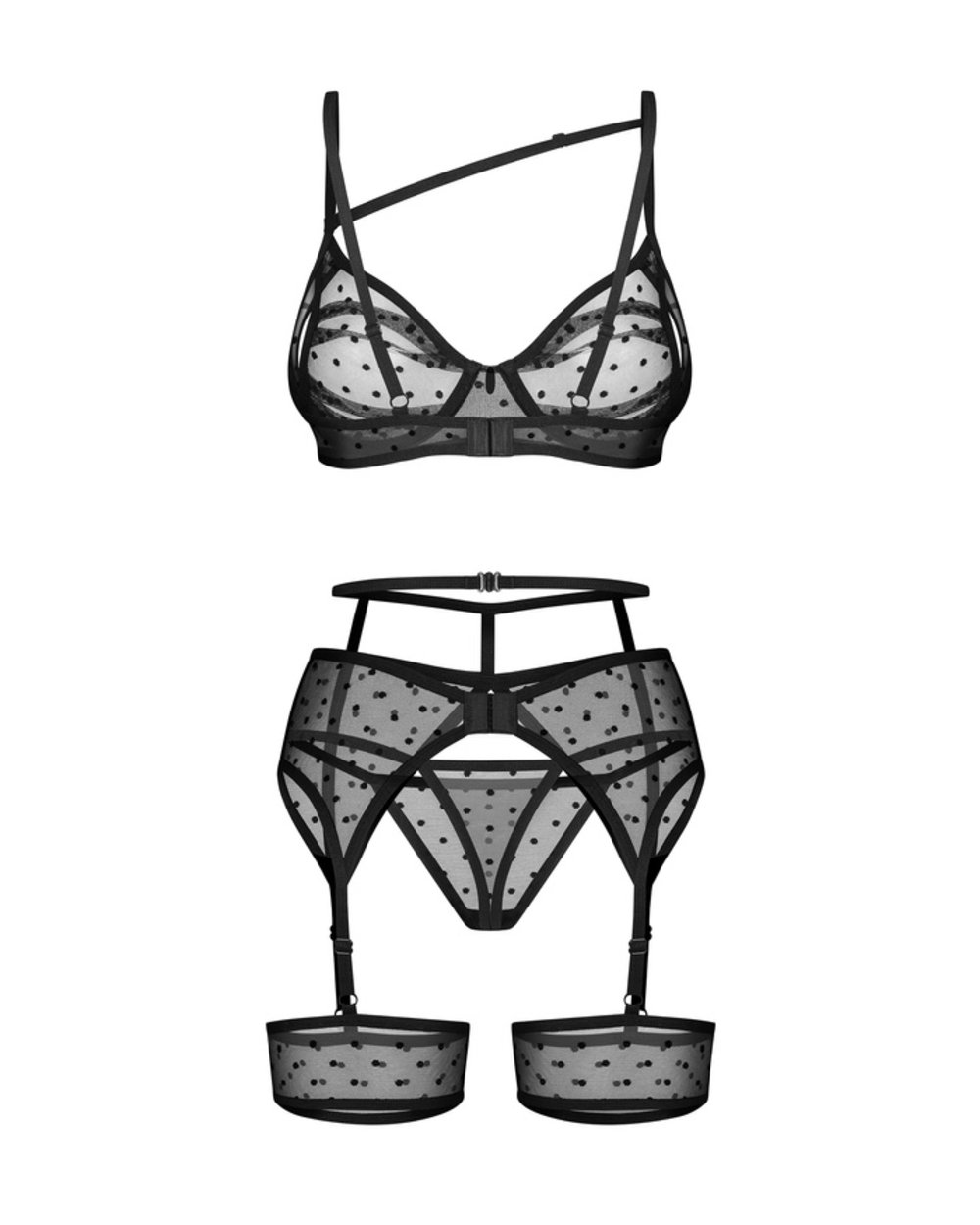 Obsessive - Nuites Driedelige Set - Zwart
