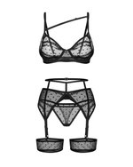 Obsessive - Nuites Driedelige Set - Zwart