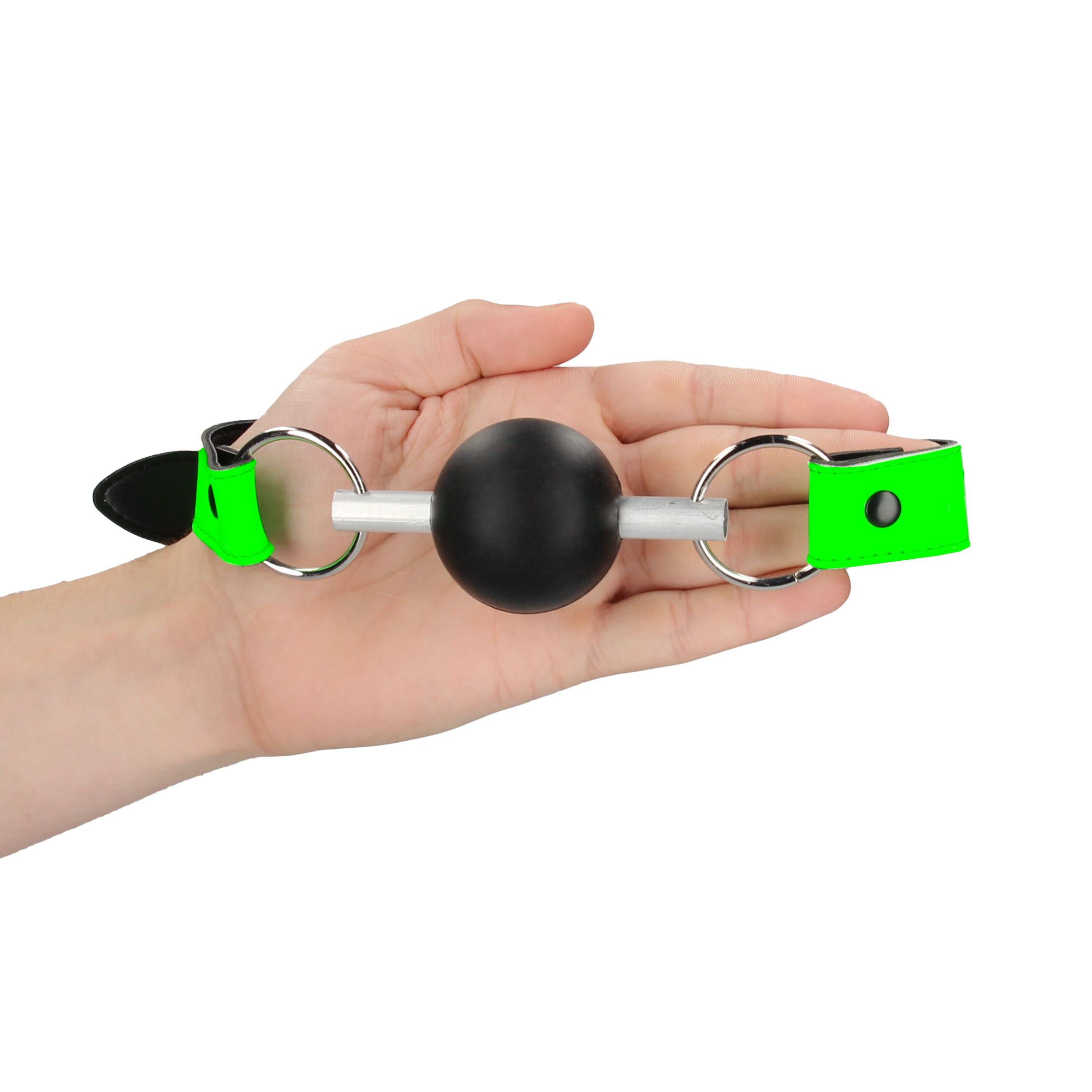 Solid Ball Gag Glow in the Dark - Neon Green/Black - EasyToys