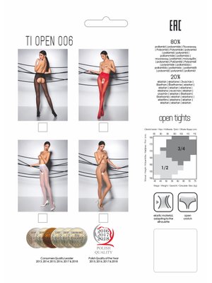 Passion - Tiopen 006 Panty Met Open Kruisje - Zwart