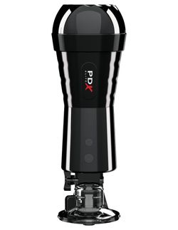 PDX Elite Cock Compressor Vibrating Stroker - Black