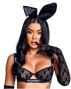 Playboy Lingerie - Satin Bunny Ears - Zwart