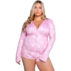 Playboy Lingerie - Onesie Curvy Slumber Bunny - Pink