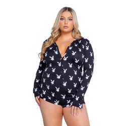 Playboy – Slumber Bunny Romper – Czarny