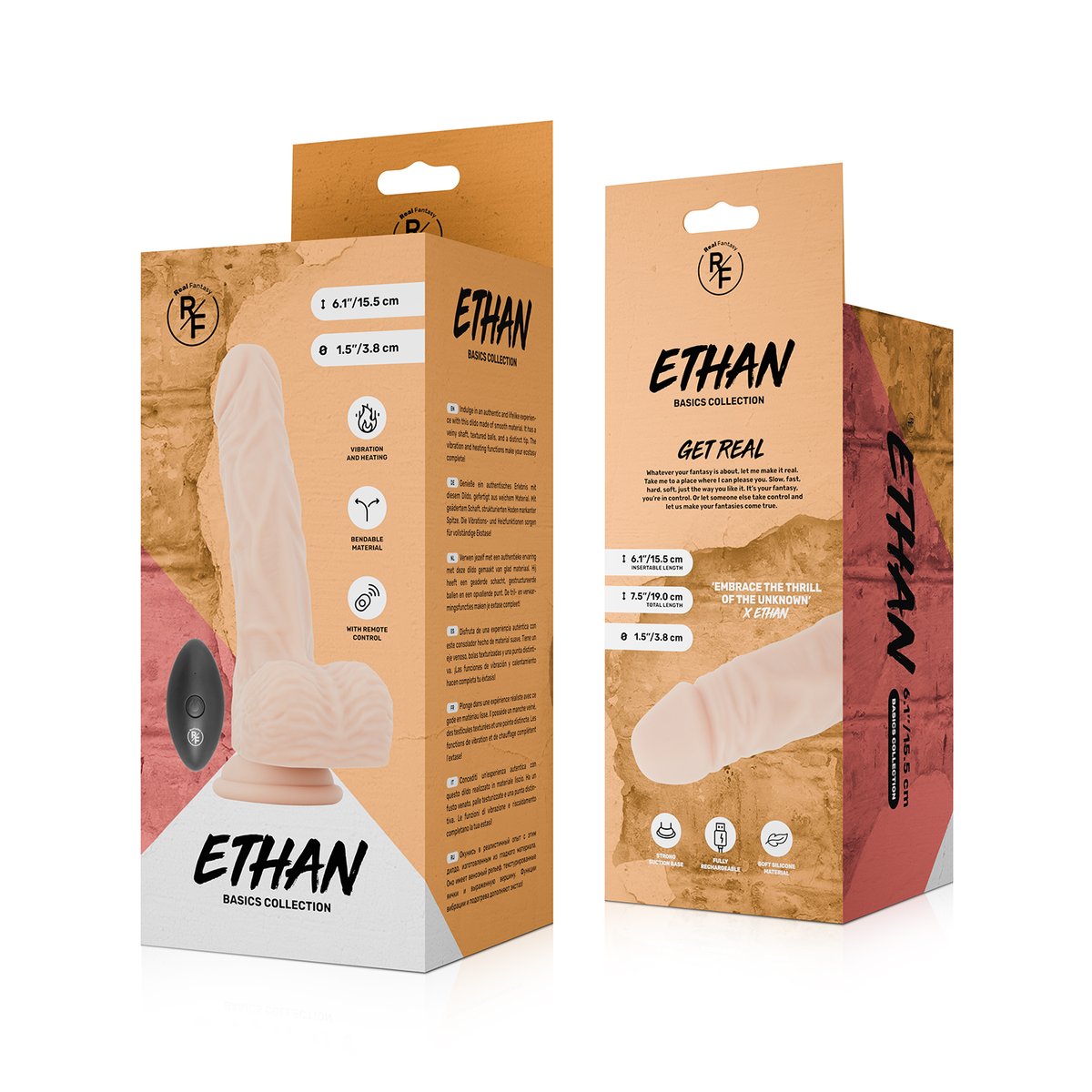 Real Fantasy - Ethan Verwarmbare Vibrerende Dildo - 19 cm