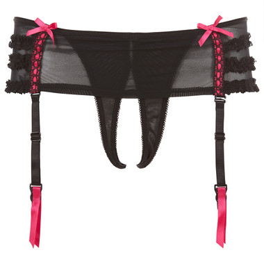 Mesh Skirted Garter Belt With Open Crotch - Red/Black - EasyToys Mesh Skirted Garter Belt With Open Crotch - Red/Black - EasyToys