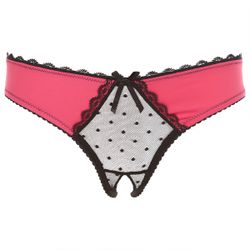 Frills Slip With Open Crotch - Pink/Black